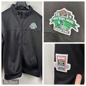 2014 Rose Bowl Michigan State Spartans Zip Jacket Large Black Polyester Blend